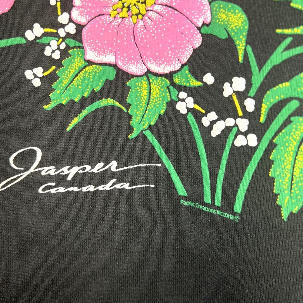 Vintage Fruit Of The Loom Wild Rose Flower Jasper Canada Nature Sweatshirt S - Picture 7 of 8
